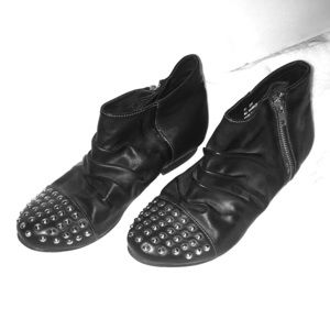 Black pleather ankle boots